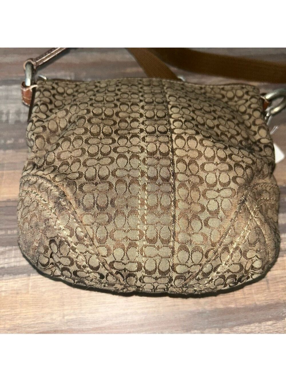Y2K Coach Mini Signature Jacquard Convertible Bag – Brown/Tan – Preowned - Picture 2 of 6